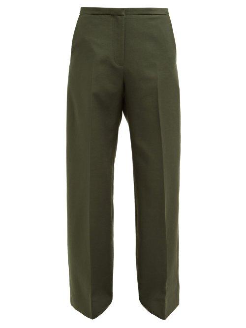 Matchesfashion.com Khaite - Charlize Cotton Wide Leg Trousers - Womens - Dark Green