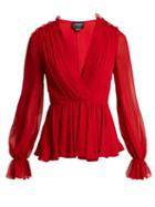 Matchesfashion.com Giambattista Valli - Gathered Silk Chiffon Blouse - Womens - Red