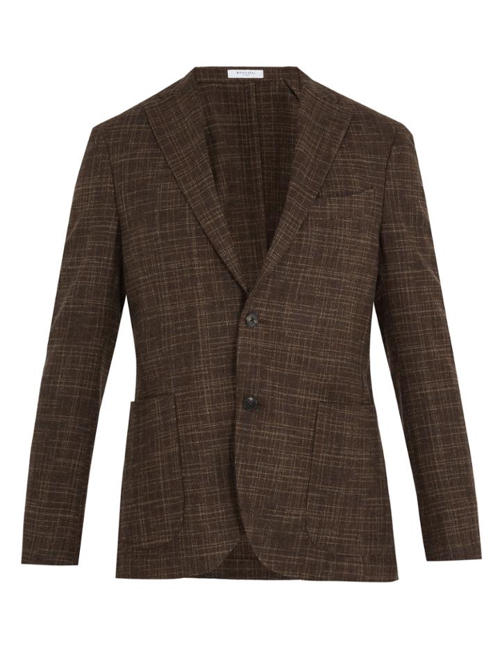 Boglioli Checked Wool And Cotton-blend Blazer