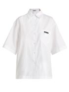 Matchesfashion.com Prada - Short Sleeved Cotton Poplin Shirt - Womens - White