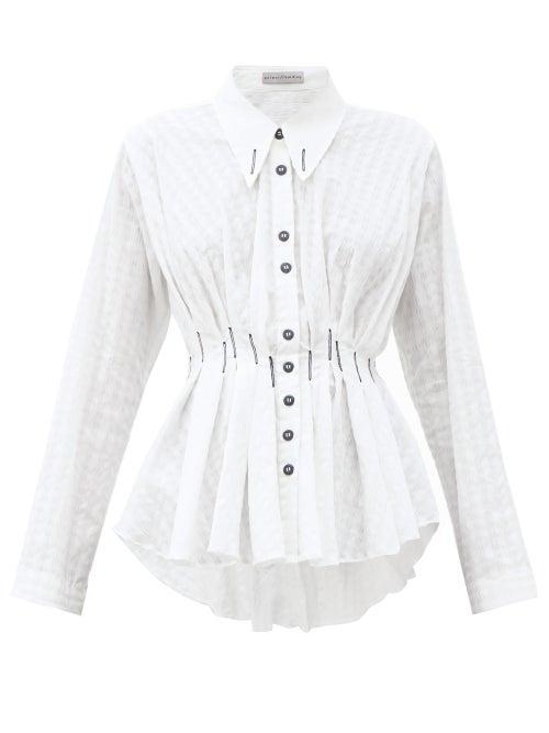 Matchesfashion.com Palmer//harding - Escen Pintucked Cotton-blend Shirt - Womens - White
