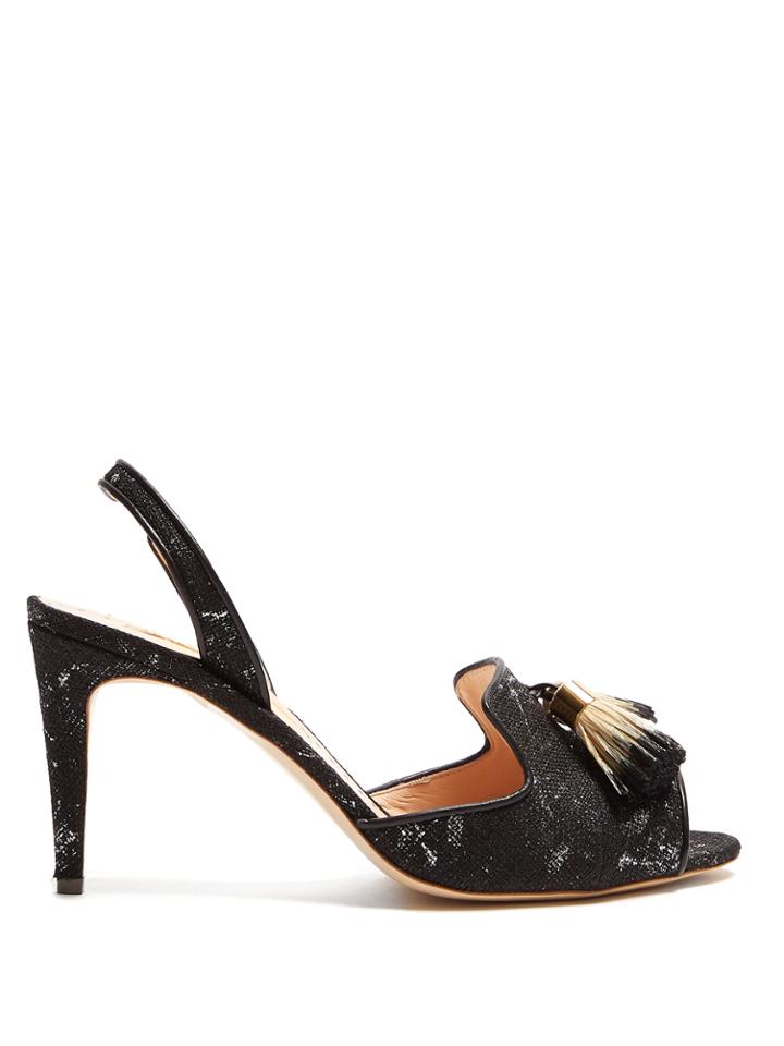 Rupert Sanderson Magda Tassle Linen Sandals