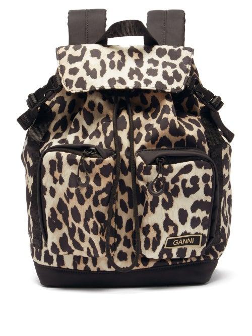 Matchesfashion.com Ganni - Leopard-print Recycled-fibre Shell Backpack - Womens - Leopard