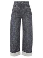Matchesfashion.com Chlo - Floral-print Cropped Wide-leg Jeans - Womens - Grey