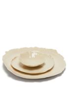 Matchesfashion.com Nathalee Paolinelli - Set Of Three Torn Edge Ceramic Plates - Cream Print