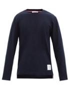 Matchesfashion.com Thom Browne - Tricolour-stripe Cotton-jersey T-shirt - Mens - Navy