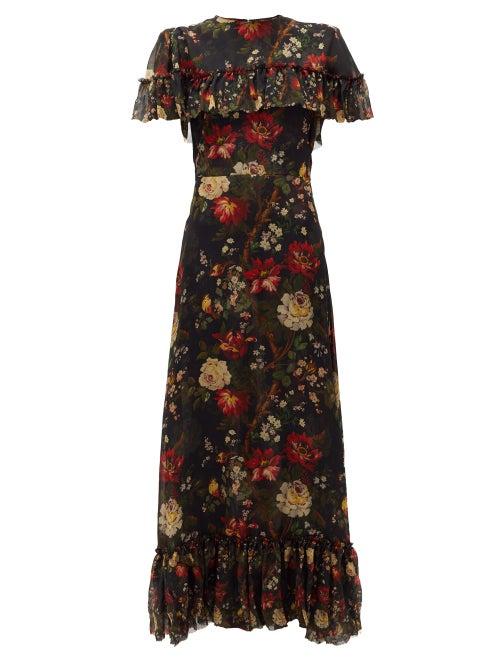 Matchesfashion.com The Vampire's Wife - The Bombette Lady Kristina Liberty Silk Dress - Womens - Black Red