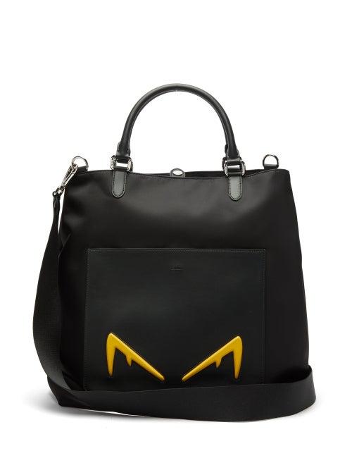 Matchesfashion.com Fendi - Diabolic Eyes Leather Trim Tote Bag - Mens - Black