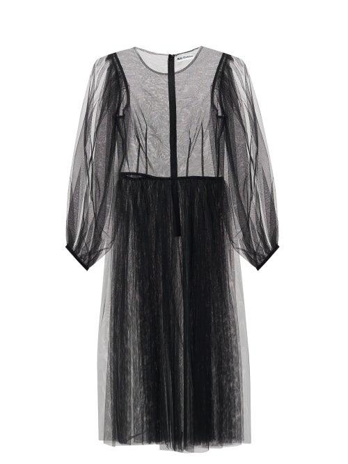 Matchesfashion.com Molly Goddard - Areesha Balloon-sleeve Tulle Midi Dress - Womens - Black