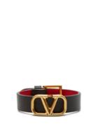 Matchesfashion.com Valentino - V Logo Leather Bracelet - Womens - Black