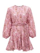 Matchesfashion.com Rhode - Ella Bird-print Cotton Dress - Womens - Pink Print