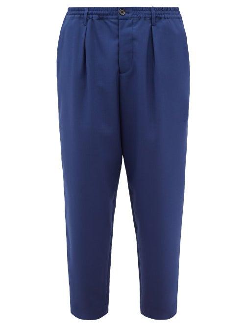 Marni - Cropped Virgin Wool Trousers - Mens - Navy