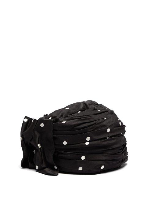 Matchesfashion.com Maison Michel - Polka Dot Print Turban - Womens - Black