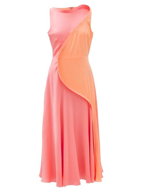 Roksanda - Batura Panelled-silk Midi Dress - Womens - Orange