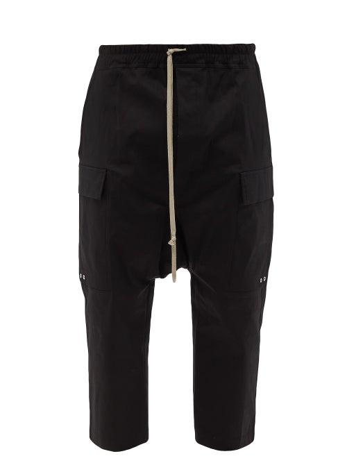 Rick Owens - Cargo Dropped-rise Cotton-twill Trousers - Mens - Black