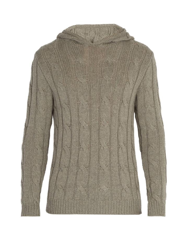 Ralph Lauren Purple Label Cashmere Cable-knit Hooded Sweater