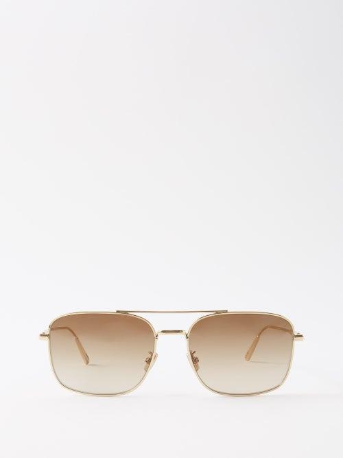 Dior - Square Metal Sunglasses - Mens - Gold Brown