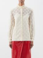 Gucci - Gg-embroidered Lace Blouse - Womens - Cream