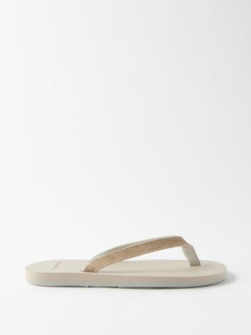 The Resort Co - Raffia-strap Rubber Flip Flops - Mens - Grey