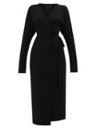 Matchesfashion.com Norma Kamali - V-neck Dolman-sleeve Jersey Wrap Dress - Womens - Black