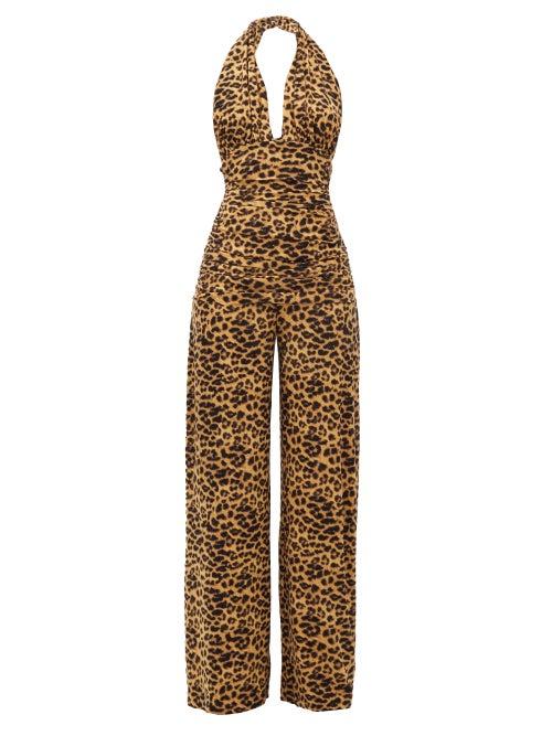 Matchesfashion.com Norma Kamali - Halterneck Leopard-print Jumpsuit - Womens - Leopard