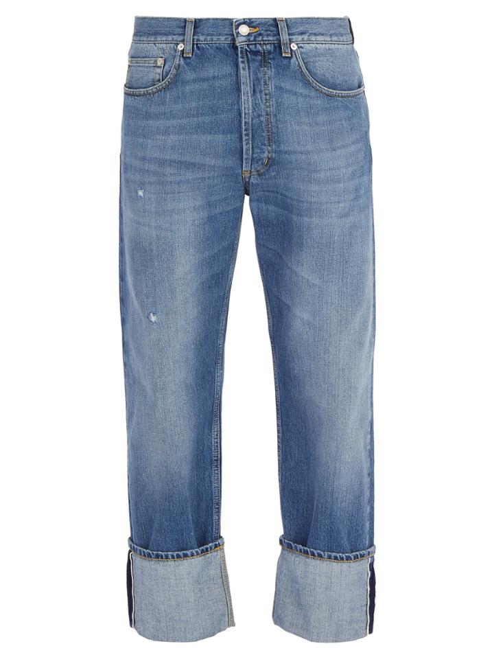 Alexander Mcqueen Floral-embroidered Straight-leg Jeans