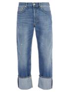 Alexander Mcqueen Floral-embroidered Straight-leg Jeans