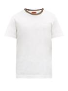 Matchesfashion.com Missoni - Striped-neck Logo-print Cotton-jersey T-shirt - Mens - White