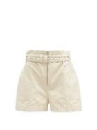 Matchesfashion.com Isabel Marant Toile - Lilesibb Belted Canvas Shorts - Womens - Ivory