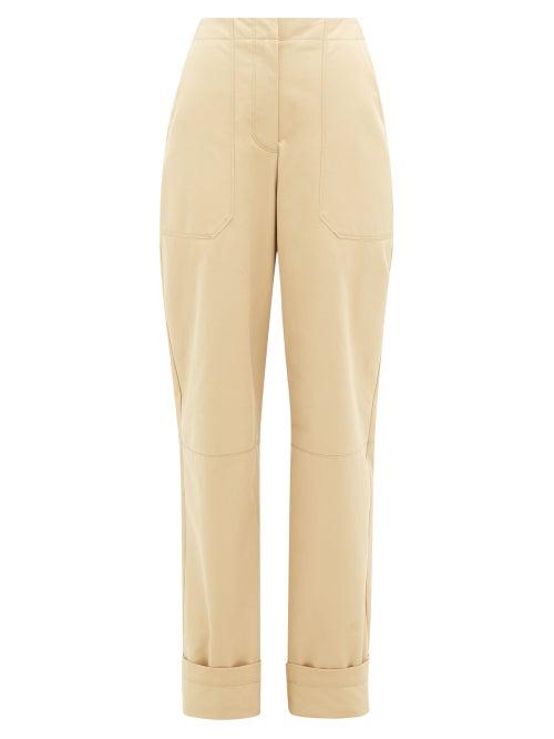 Matchesfashion.com Roksanda - Lorin Bi-colour Cotton-twill Chinos - Womens - Beige
