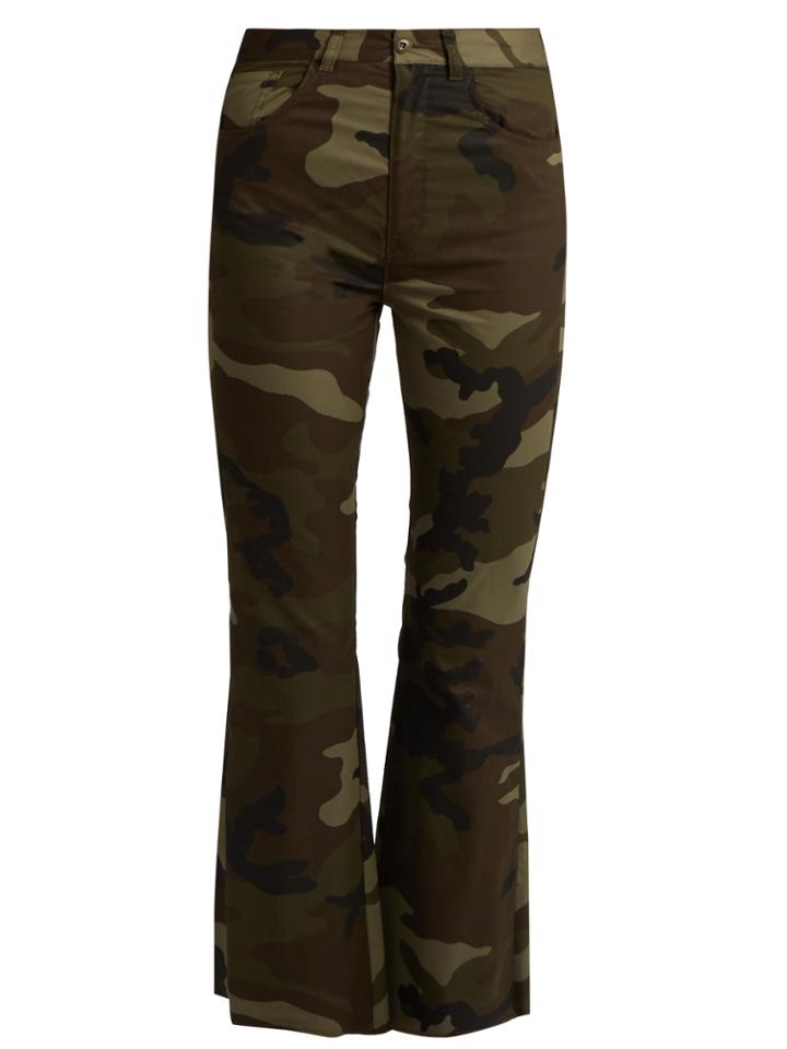 Mm6 By Maison Margiela Camouflage-print Flared Cropped Cotton Trousers