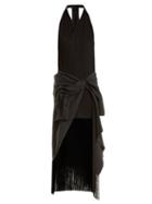 Matchesfashion.com Jacquemus - Draped Asymmetric Stretch Knit And Crepe Dress - Womens - Black