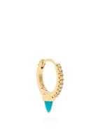 Matchesfashion.com Maria Tash - Diamond, Turquoise & 18kt Gold Single Earring - Womens - Blue
