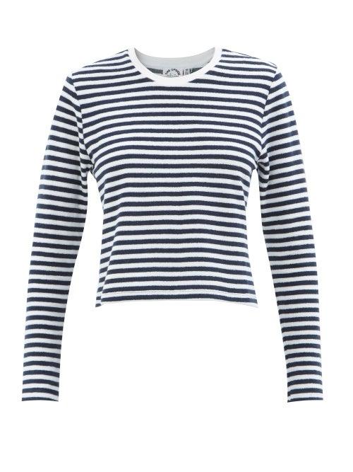 The Upside - Beaumont Striped Cotton-blend Terry T-shirt - Womens - Navy Stripe