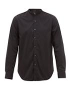 Matchesfashion.com Giorgio Armani - Grandad Collar Cotton Blend Shirt - Mens - Black