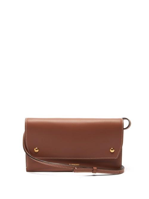 Ladies Bags Burberry - Logo-print Grained-leather Cross-body Bag - Womens - Tan
