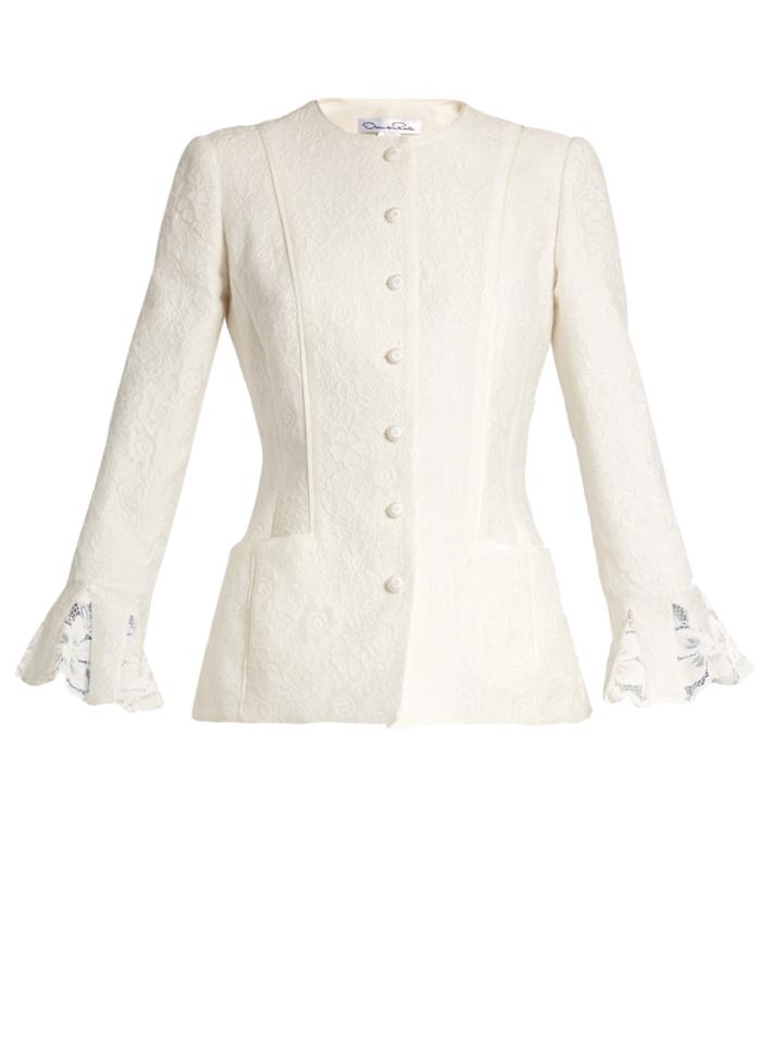 Oscar De La Renta Floral-cloqu Cotton-blend Jacket