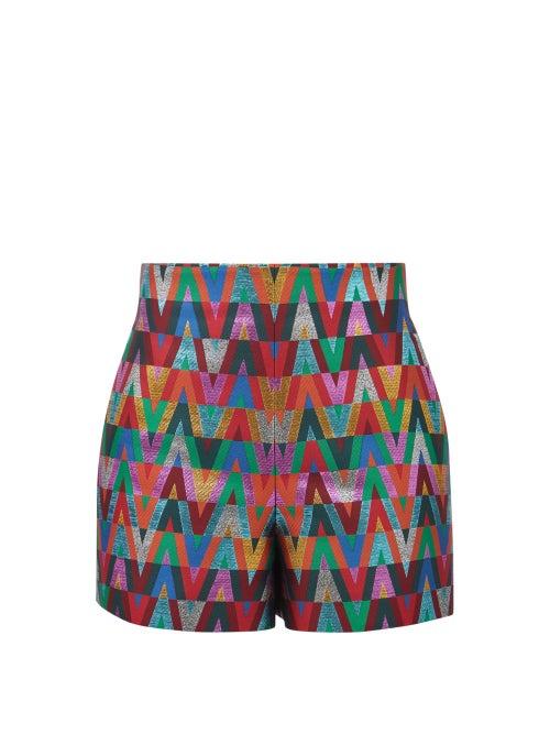 Valentino - V Optical-jacquard Metallic Shorts - Womens - Multi