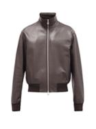 Matchesfashion.com Bottega Veneta - High-neck Leather Bomber Jacket - Mens - Brown
