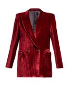 Matchesfashion.com Blaz Milano - Toile Double Breasted Velvet Blazer - Womens - Red