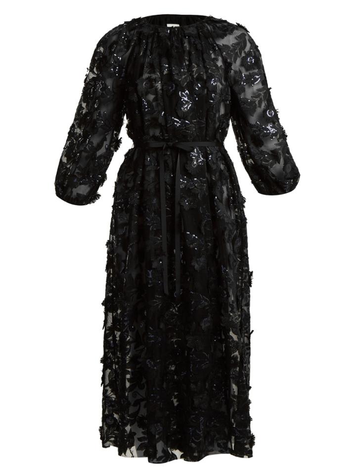 Huishan Zhang Luna Floral-embroidered Wrap Dress