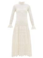 Matchesfashion.com Alexander Mcqueen - Frilled-neck Crochet-lace Cotton-blend Dress - Womens - Ivory