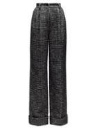 Matchesfashion.com Dolce & Gabbana - Houndstooth Wide Leg Trousers - Womens - Grey Multi