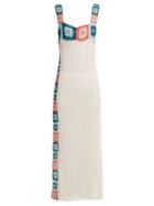 Matchesfashion.com My Beachy Side - Bisou Square Neck Crochet Knit Cotton Maxi Dress - Womens - White Multi