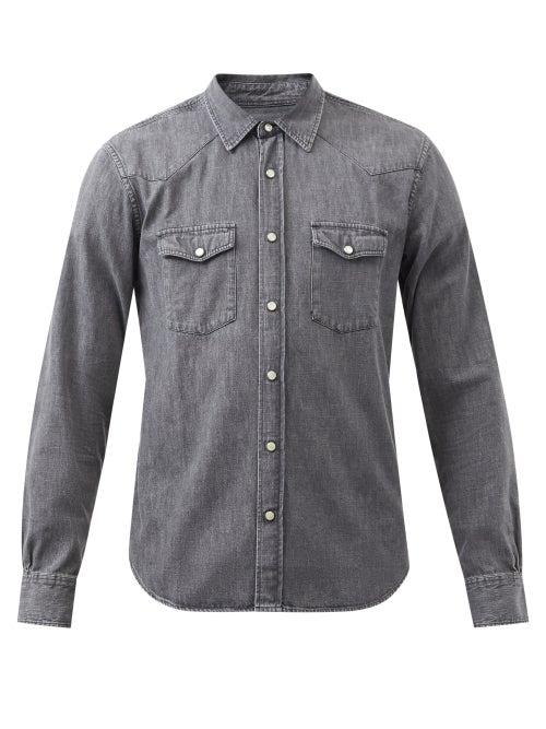 Officine Gnrale - Felix Washed-denim Shirt - Mens - Grey