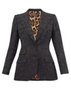 Matchesfashion.com Dolce & Gabbana - Single Breasted Rose Jacquard Fitted Blazer - Womens - Black
