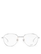 Matchesfashion.com Dunhill - Round Titanium Glasses - Mens - Silver