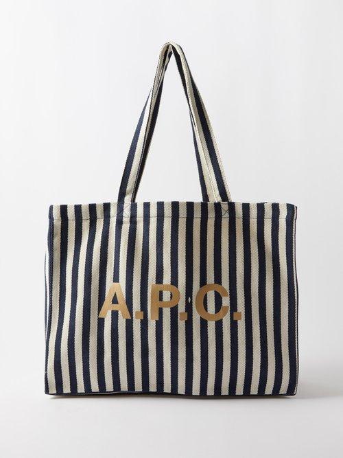 A.p.c. - Diana Striped Cotton-blend Tote Bag - Mens - Dark Navy