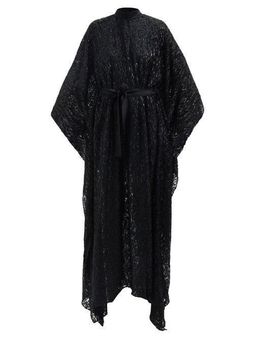 Taller Marmo - Mrs Hall Open-back Velvet-devor Kaftan Dress - Womens - Black