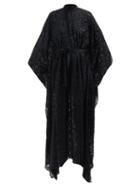 Taller Marmo - Mrs Hall Open-back Velvet-devor Kaftan Dress - Womens - Black